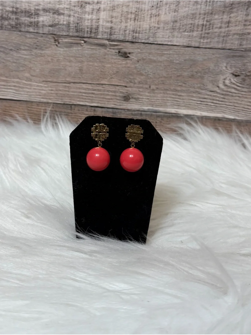 Tory Burch Coral & Gold Earrings OS